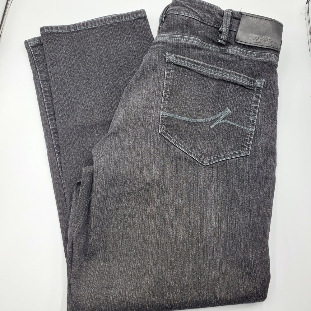 34 Heritage Charisma Straight Leg Jeans Mens 38x29 Dark Gray‎ Black Wash Denim